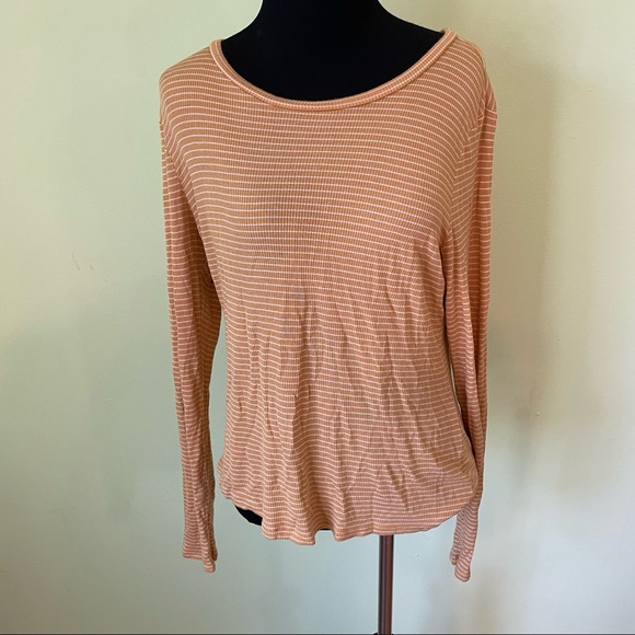 AMERICAN EAGLE YELLOW AND WHITE STRIPED L/S SHIRT SIZE LARGE - Picture 1 of 5